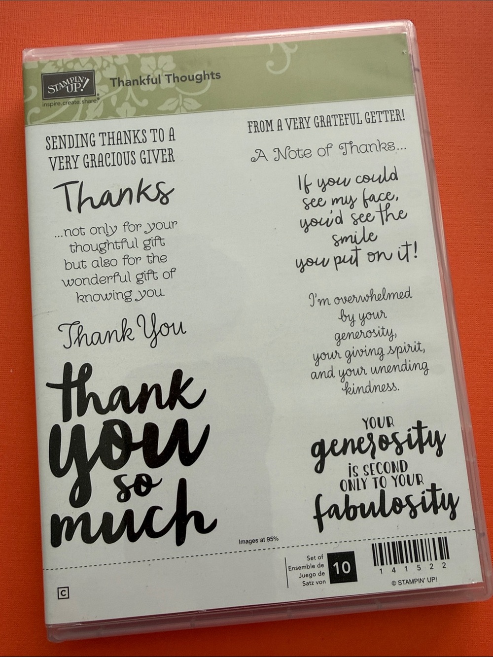 Stampin' Up! Thankful Thoughts Cling Stamp Set